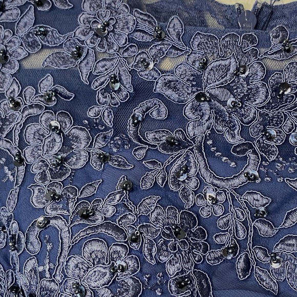 JJ's House Floor Length‎ Mother of Bride Groom Dress Blue Chiffon Lace Size 2/4 - Picture 8 of 14